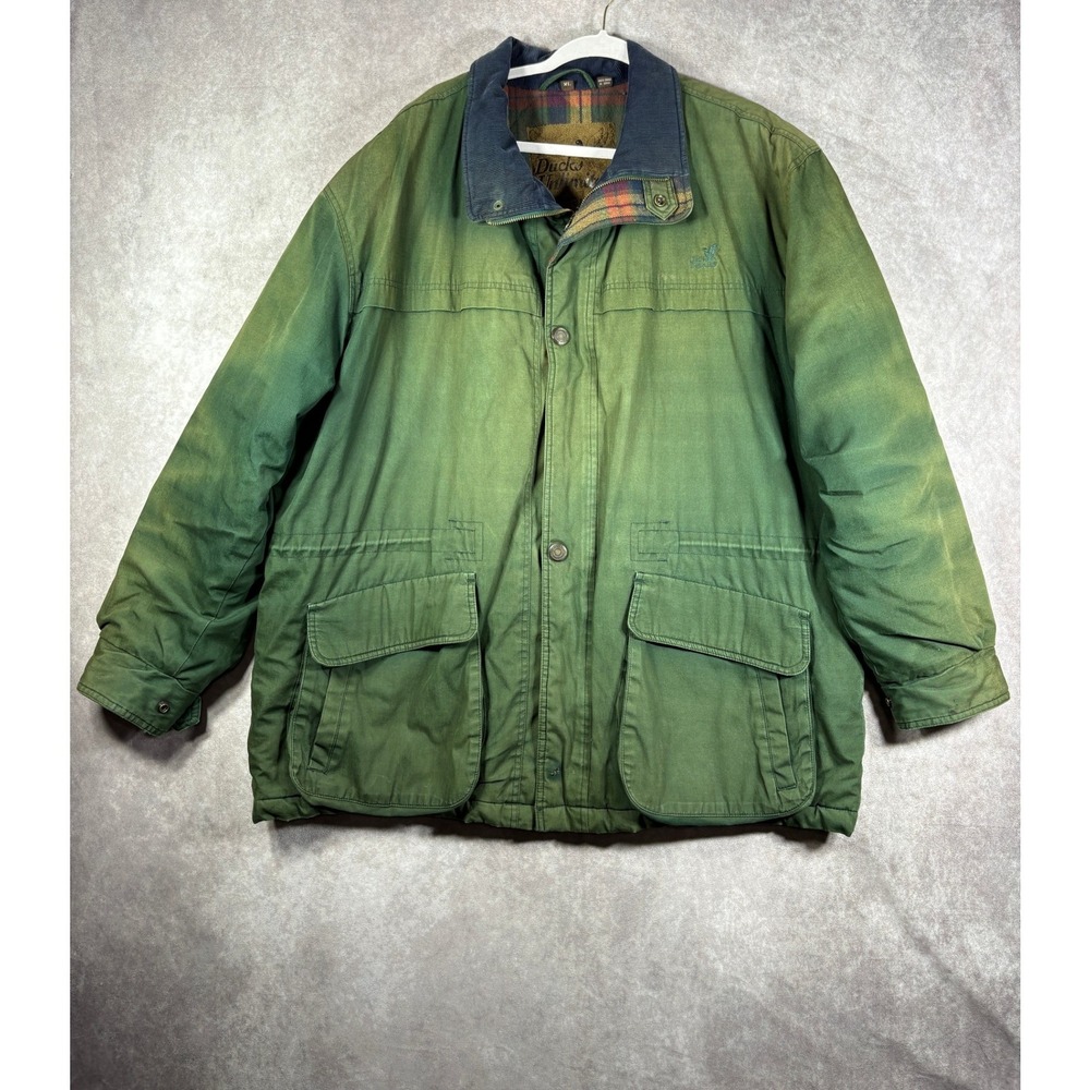 Vintage Ducks Unlimited Jacket Men XL Green Barn Coat Hunting Plaid Lined Canvas